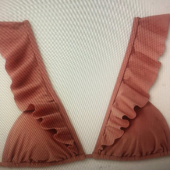 Xhilaration Juniors Ruffle Triangle Pink Bikini Top Size Medium- Mauve - Picture 7 of 8